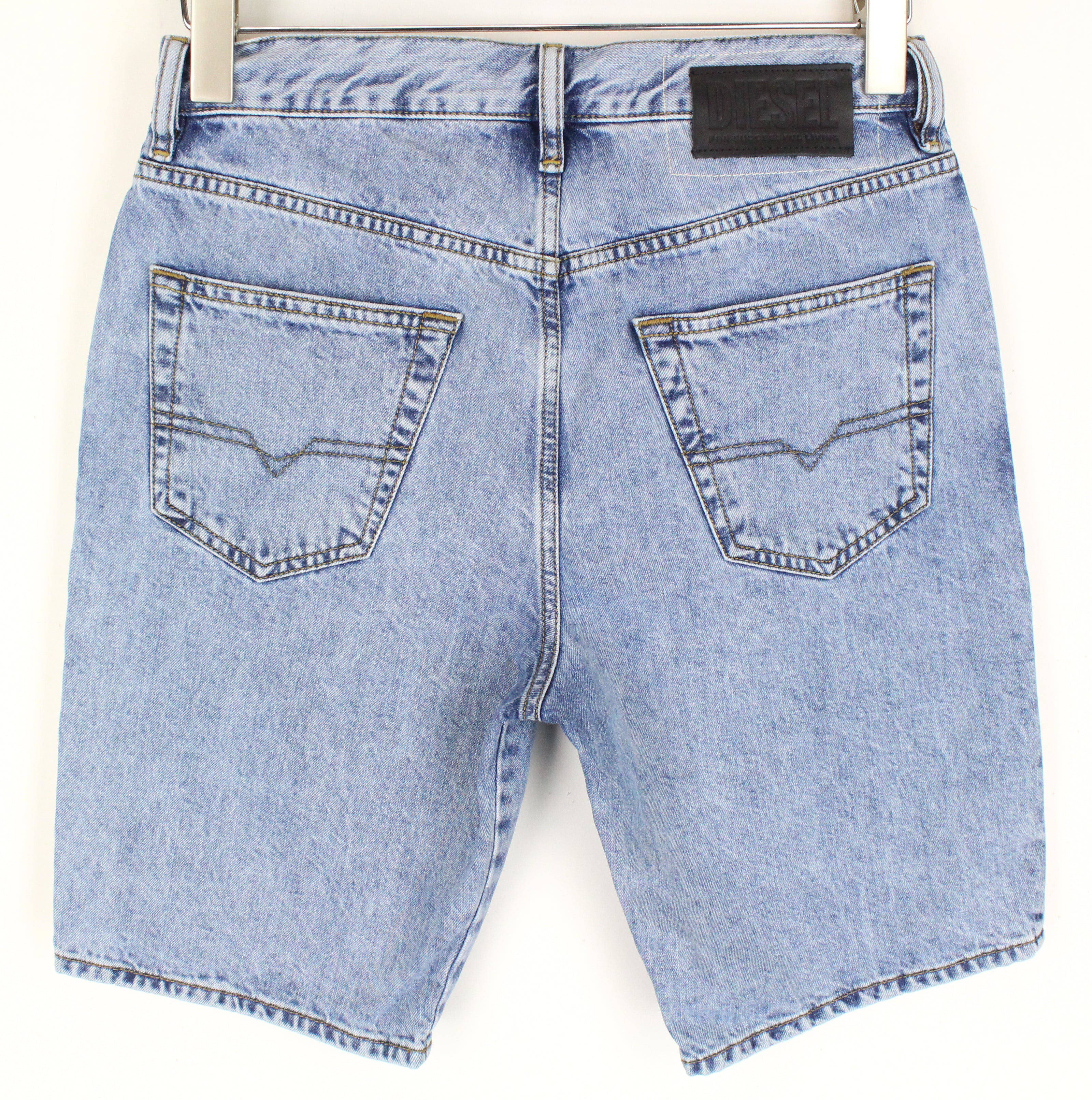 DIESEL D-Mirk 084RE Men's Shorts W28 Light Blue Washed Cotton Slim Fit Denim