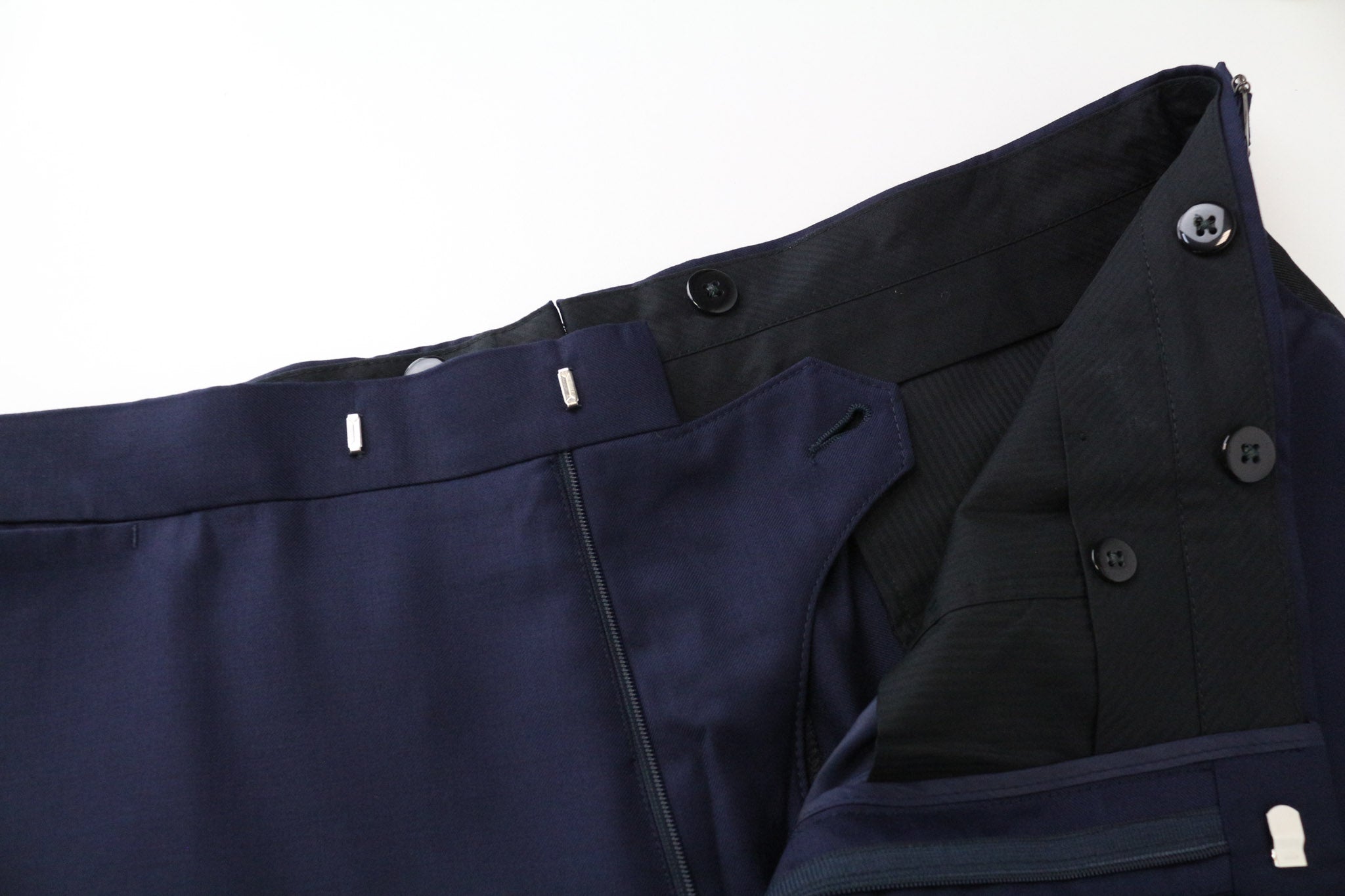 SUITSUPPLY Brescia Tux Men's Pants UK46R Navy Blue Wool Pleated Slim Front Style