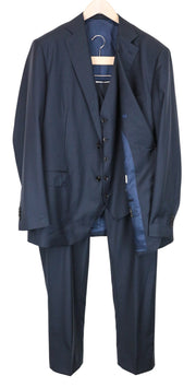 SUITSUPPLY Lazio UK52 Men's 3 Piece Blue Wool Suit Single-Breasted