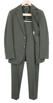 SUITSUPPLY Havana Patch Men's Suit UK34R Green Slim 2-Piece Cotton Mix Stretch