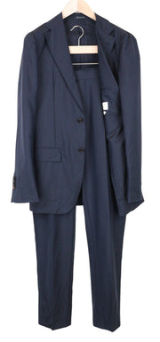 SUITSUPPLY Havana UK38L Men's Slim Blue Wool-Silk Melange 2Pc Unlined Suit