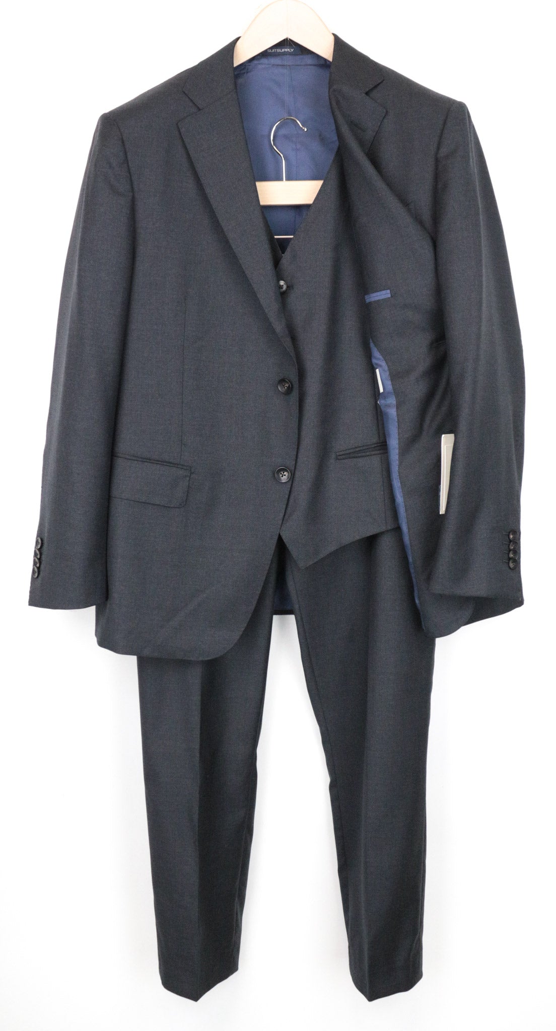 SUITSUPPLY Napoli Men's Suit UK42S Grey Melange 3Pc Wool Formal Slim