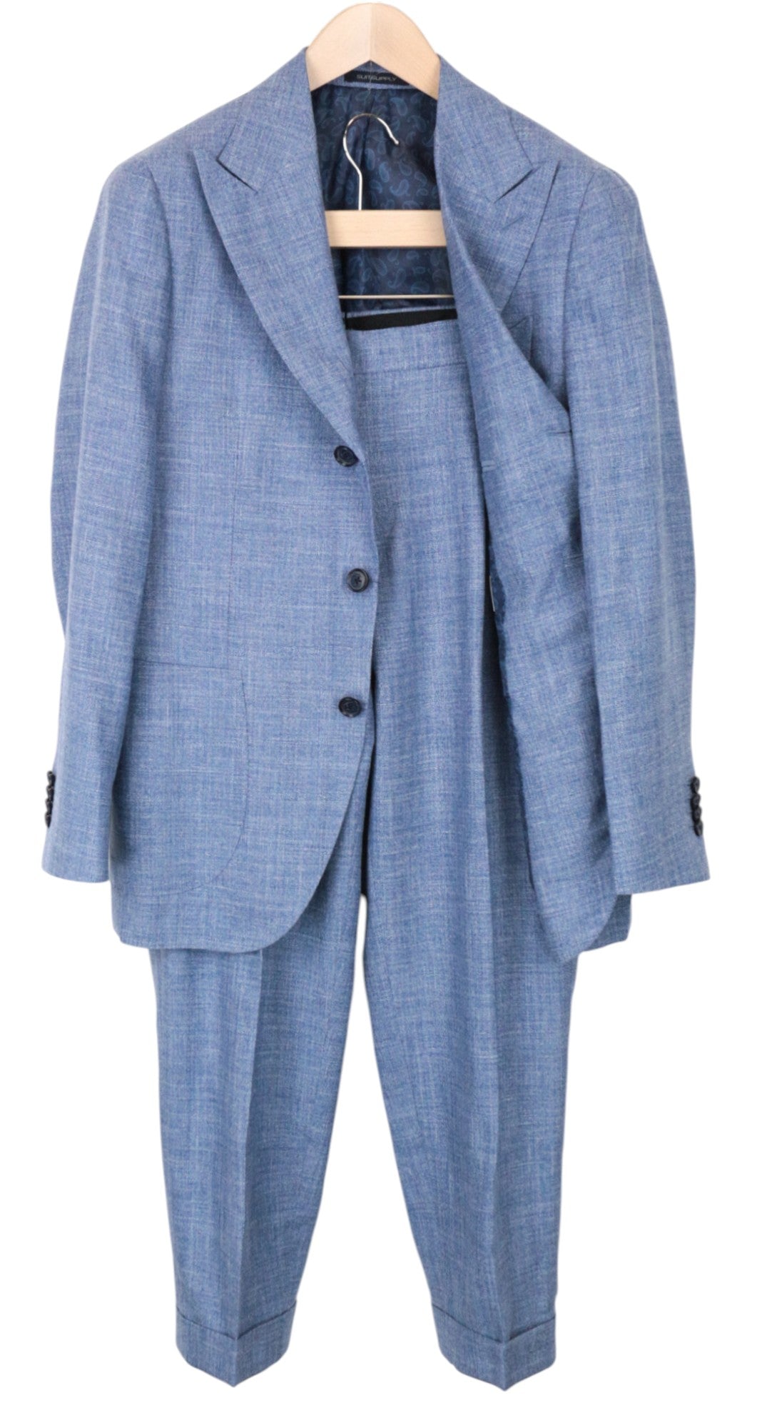 SUITSUPPLY La Spalla Men's UK36S Suit Wool Silk Linen Blue Slim 2-Piece