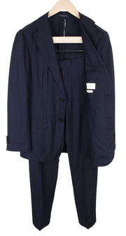 SUITSUPPLY Havana Suit UK38R Men's Navy Slim 2Pc Wool Silk Blend Melange