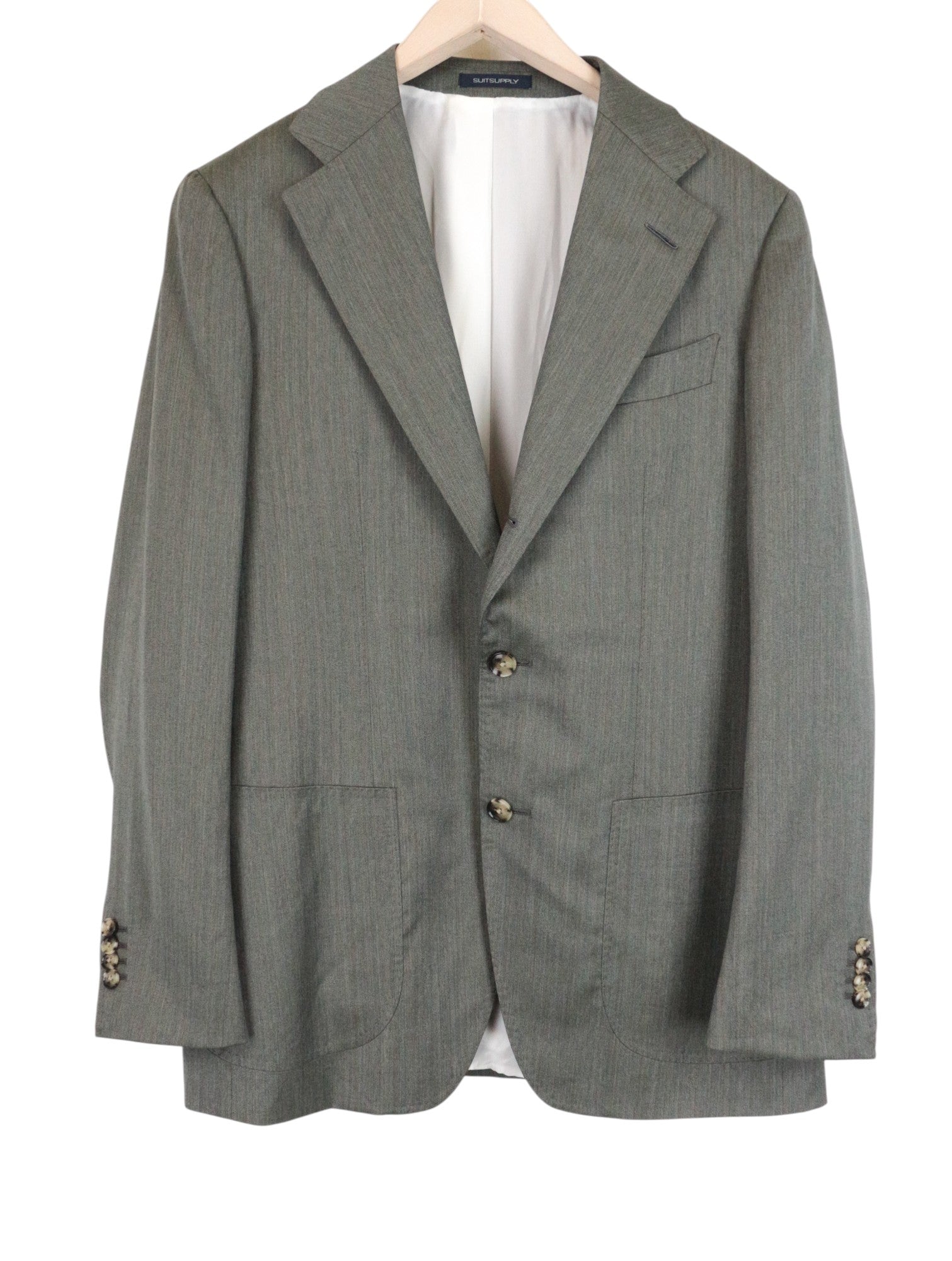 SUITSUPPLY Havana Patch Suit UK38R Men's Green Slim Wool Silk 2-Piece Set