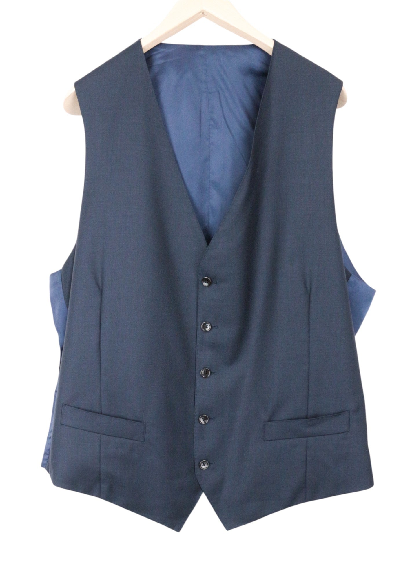 SUITSUPPLY Lazio UK52 Men's 3 Piece Blue Wool Suit Single-Breasted