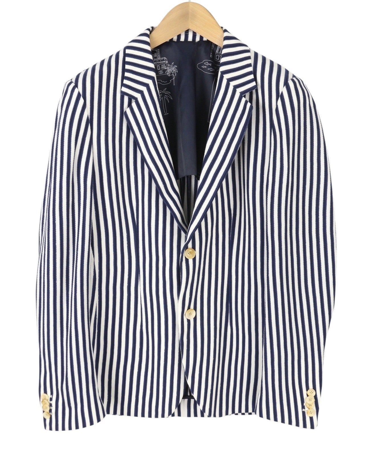 SCOTCH & SODA Men Blazer M Blue Pinstripe Notch Lapel Single Breasted Half Lined