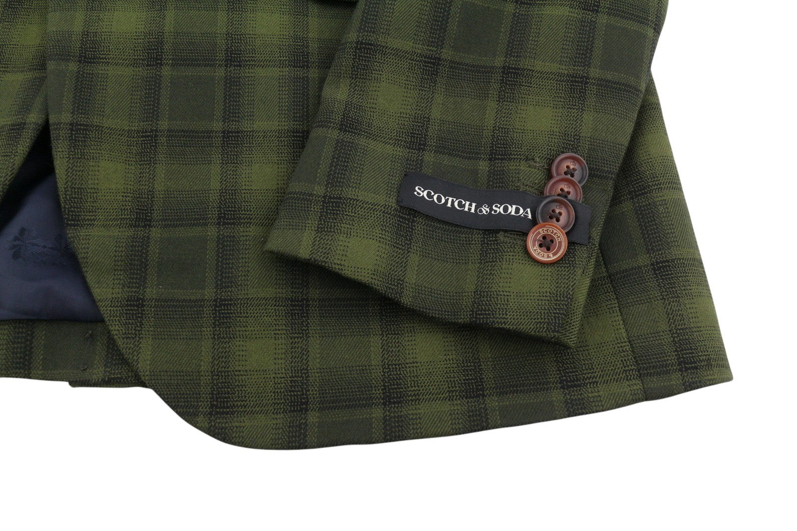 SCOTCH & SODA Men Blazer M Green Plaid Button Notch Lapel Single Breasted