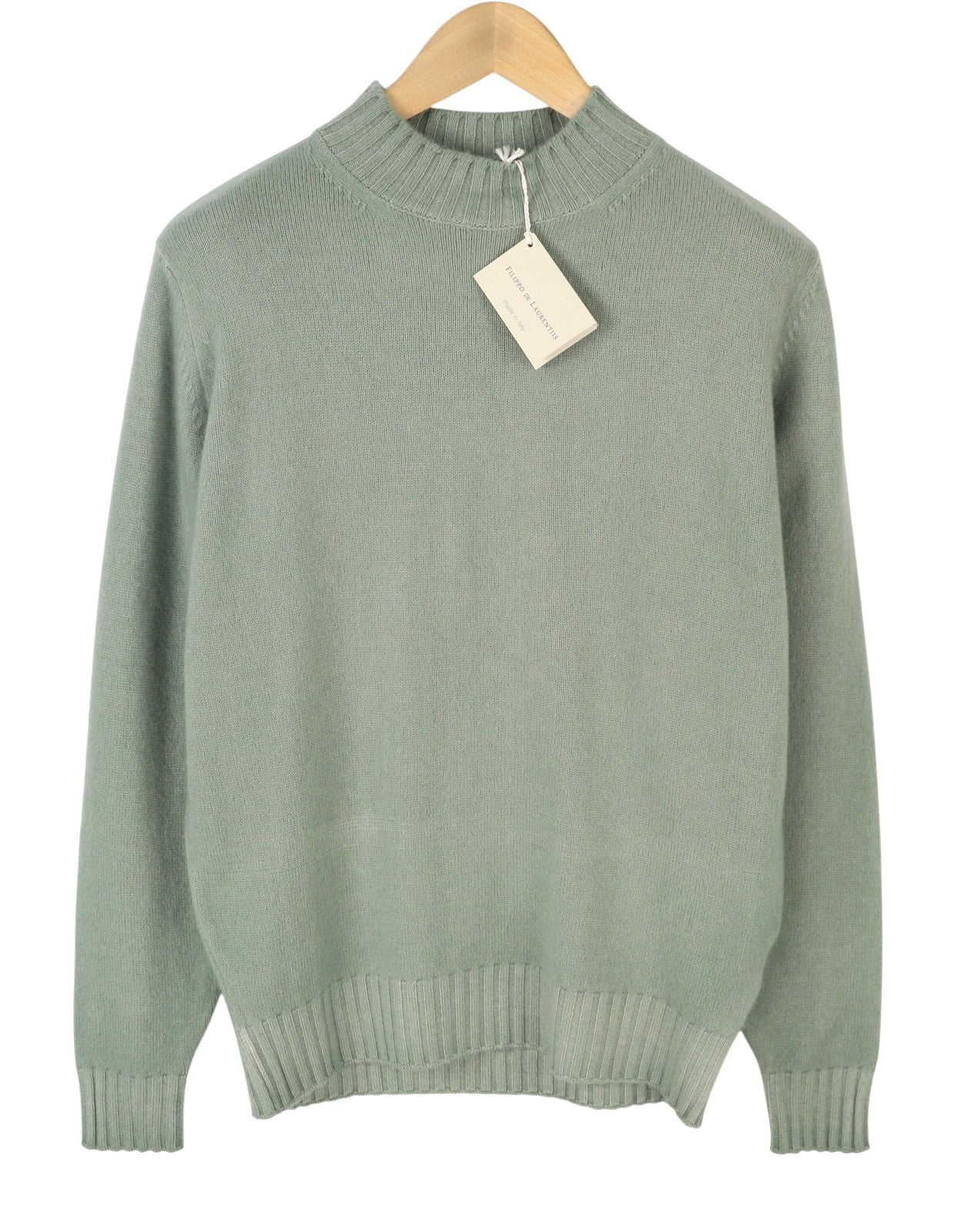 FILIPPO DE LAURENTIIS Men Jumper IT50 M Green Faded Merino Wool Cashmere Knit