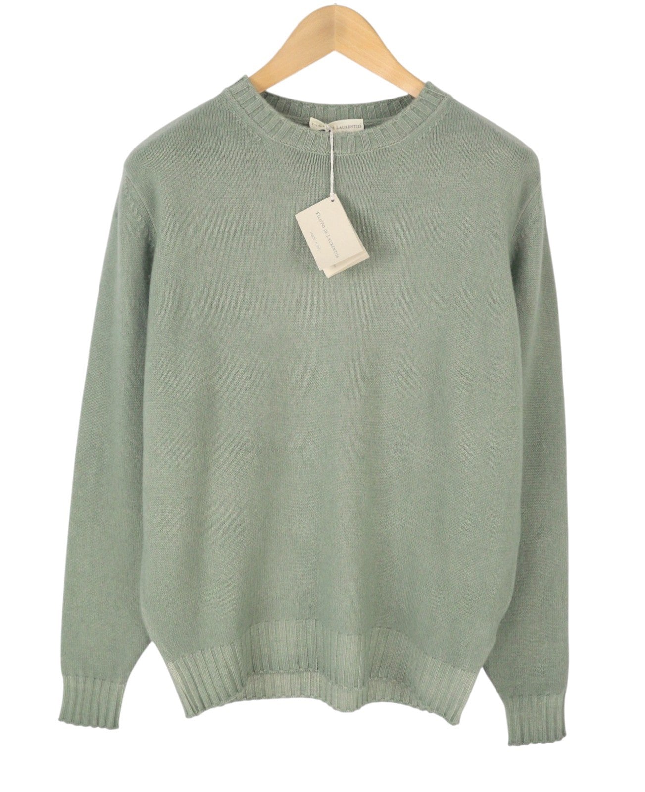 FILIPPO DE LAURENTIIS Men Jumper IT52 L Green Faded Merino Wool Cashmere Knit