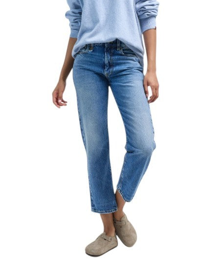 R13 Romeo Women Jeans 26 Hutton Blue Whiskers Faded Cropped Ankle SS26