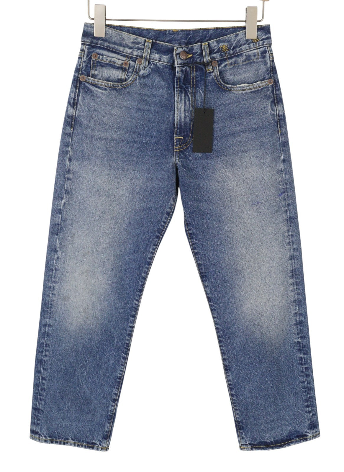 R13 Romeo Women Jeans 26 Hutton Blue Whiskers Faded Cropped Ankle SS26