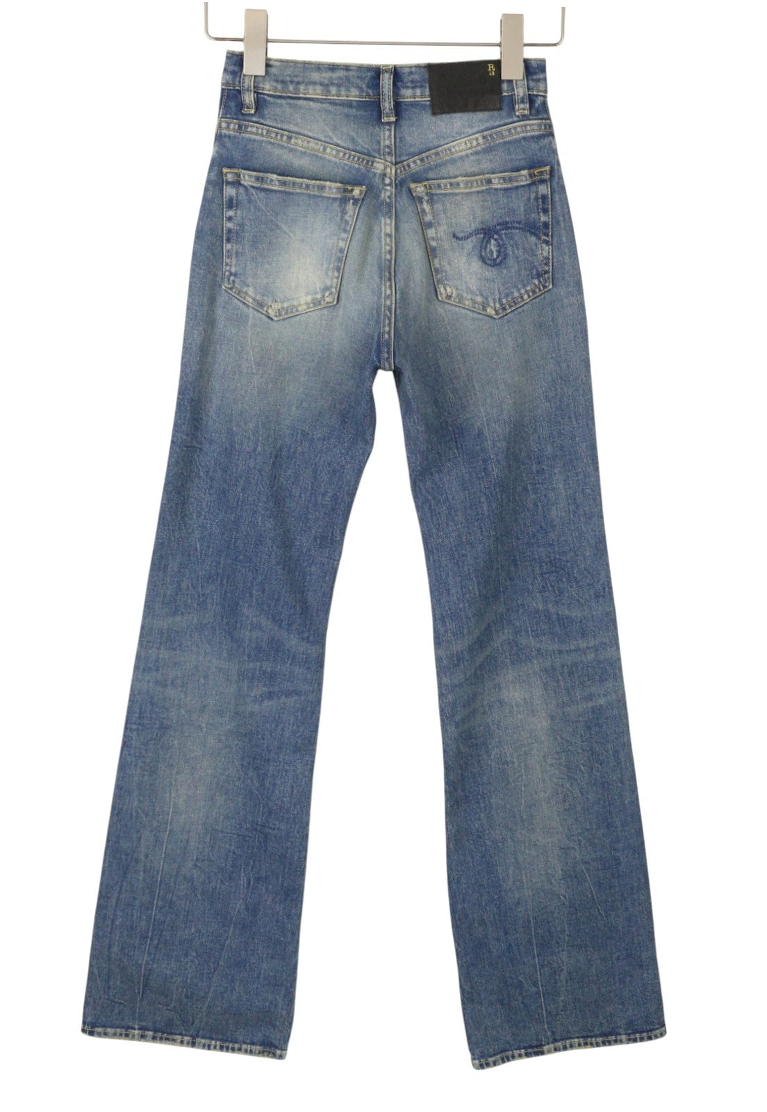 R13 Jane Women Jeans 24 Kelly Stretch Straight Whiskers Faded Blue SS26