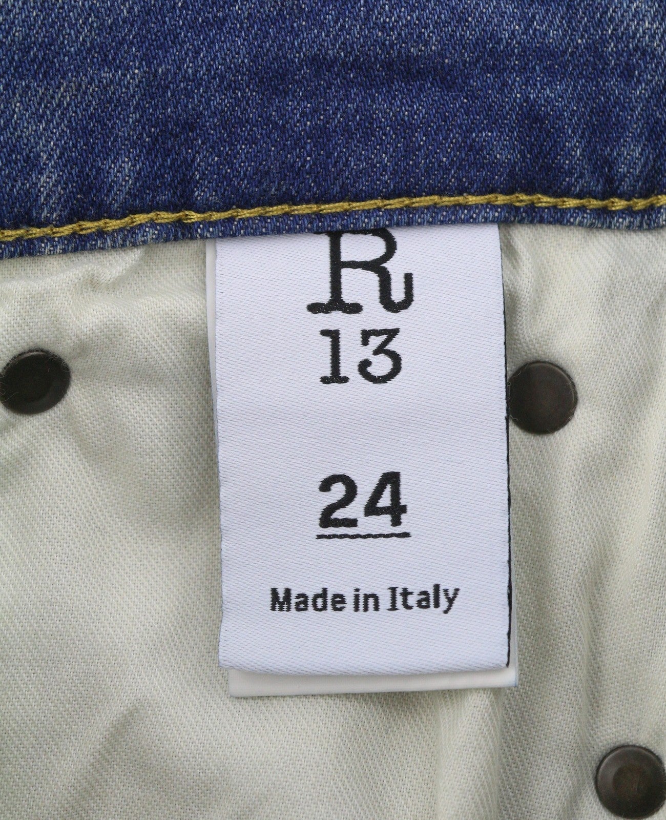 R13 Jane Women Jeans 24 Kelly Stretch Straight Whiskers Faded Blue SS26
