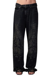 R13 Damon Pleated Women Jeans 26 Baroque Black Wide Leg SS26 RRP1295
