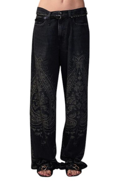 R13 Damon Pleated Women Jeans 26 Baroque Black Wide Leg SS26 RRP1295