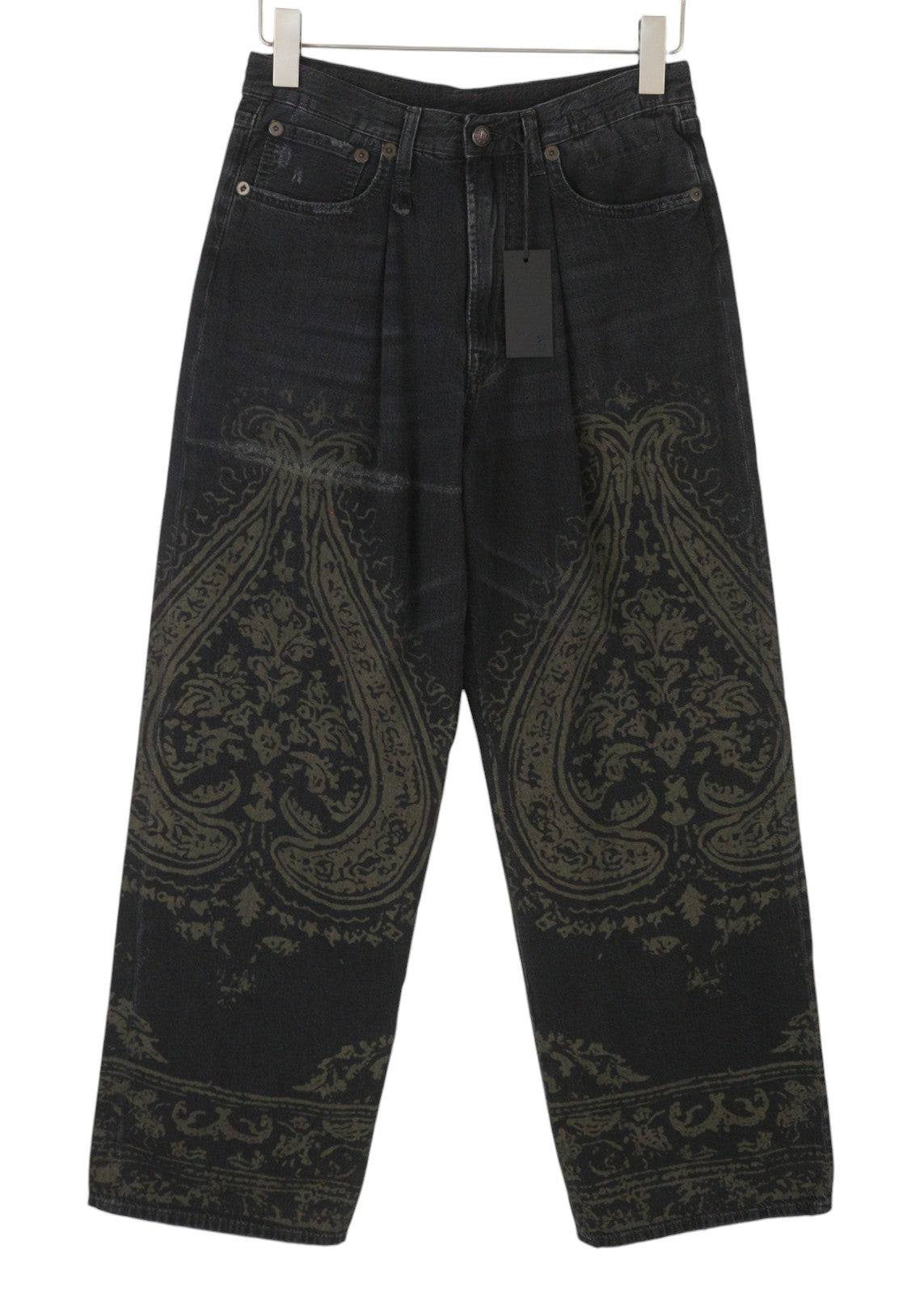R13 Damon Pleated Women Jeans 26 Baroque Black Wide Leg SS26 RRP1295