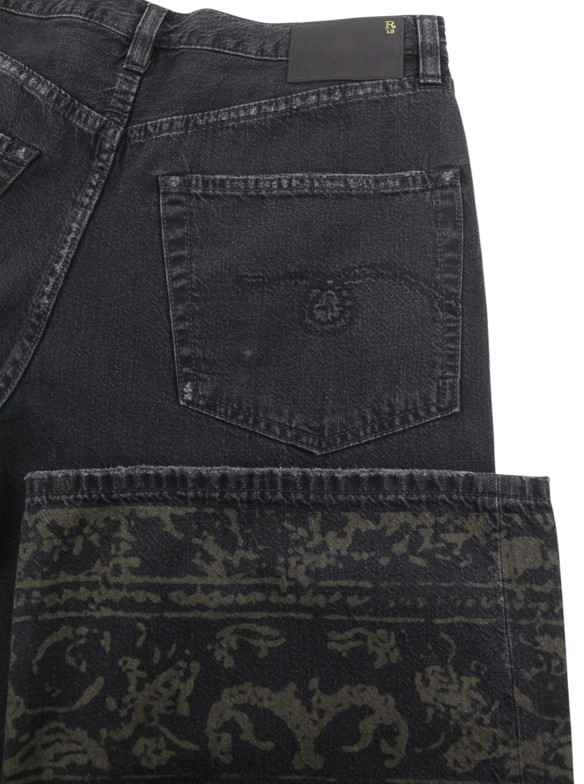 R13 Damon Pleated Women Jeans 26 Baroque Black Wide Leg SS26 RRP1295