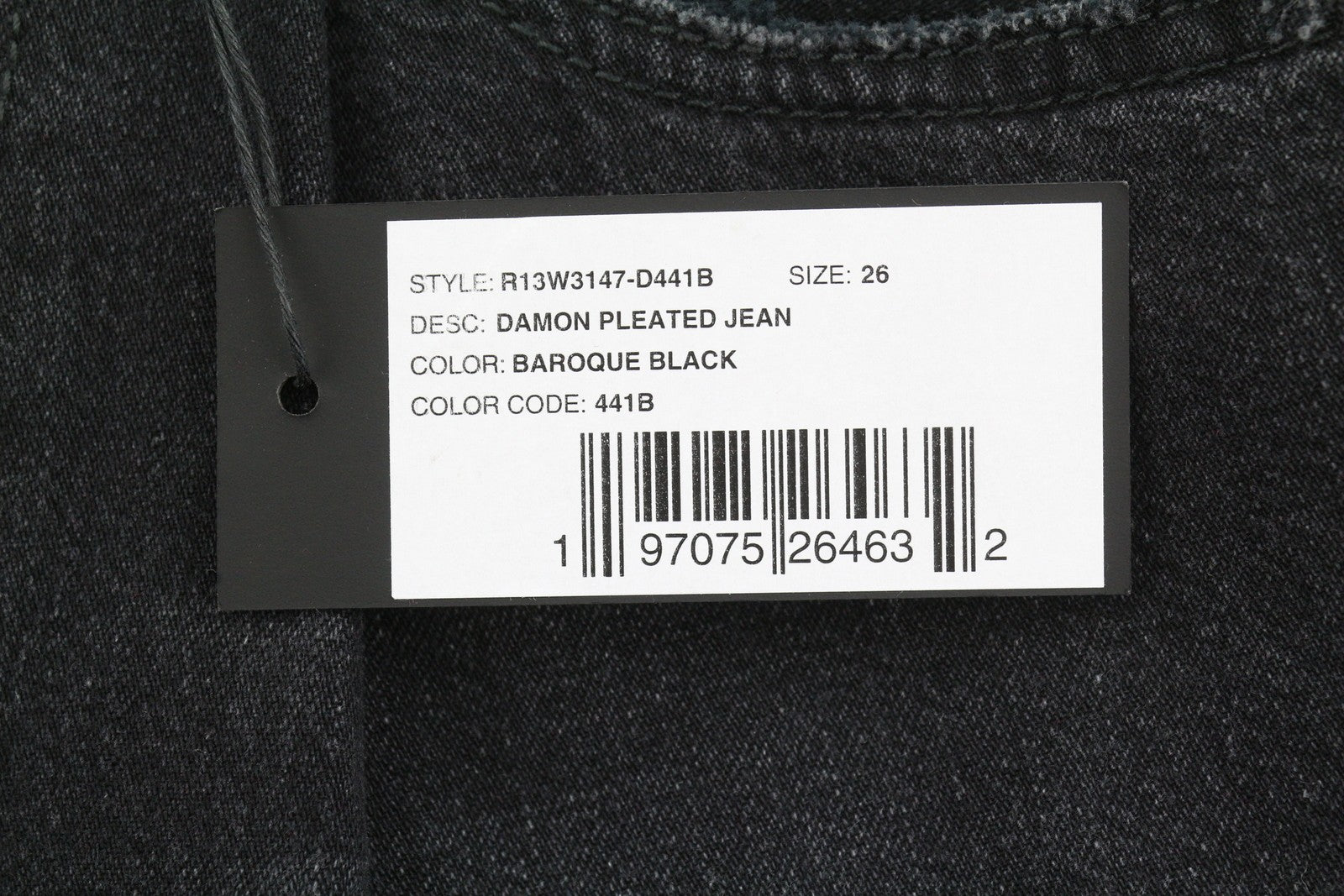 R13 Damon Pleated Women Jeans 26 Baroque Black Wide Leg SS26 RRP1295