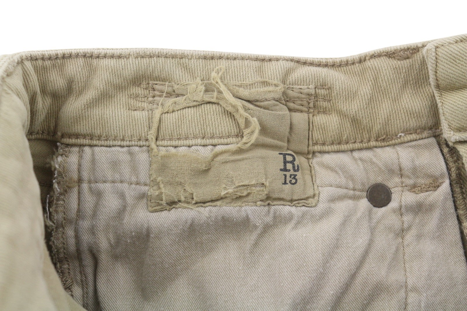 R13 Boy Straight Women Jeans 27 Khaki Stretch Faded Cropped Ankle RRP699