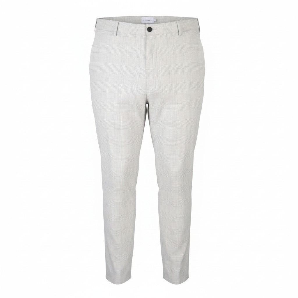 TOPMAN Men Trousers W46/L34 Light Grey Plaid Super Skinny Fit Formal