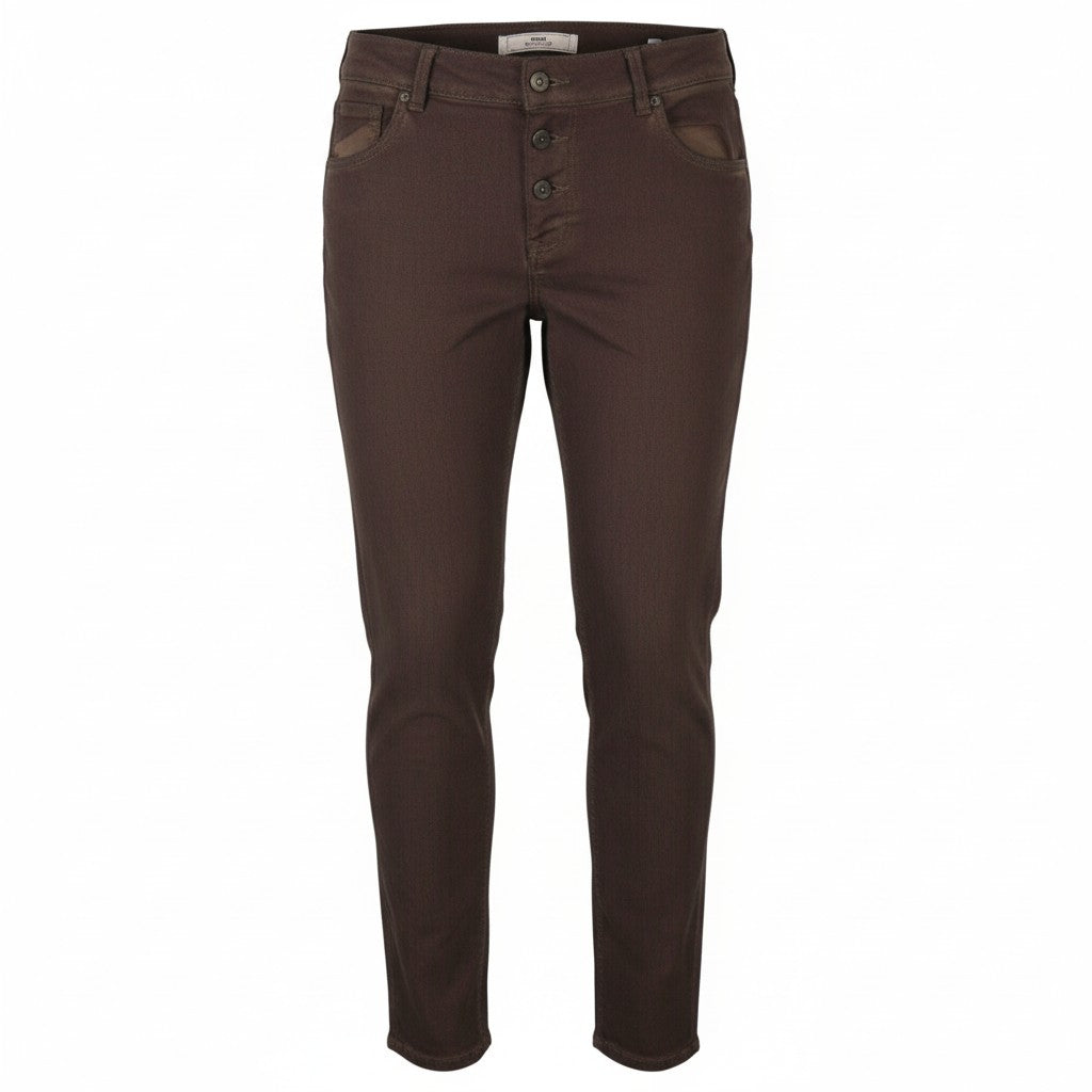 MAVI Andrea Women Trousers W26 Brown Coated Look Mid Rise Boyfriend Skinny