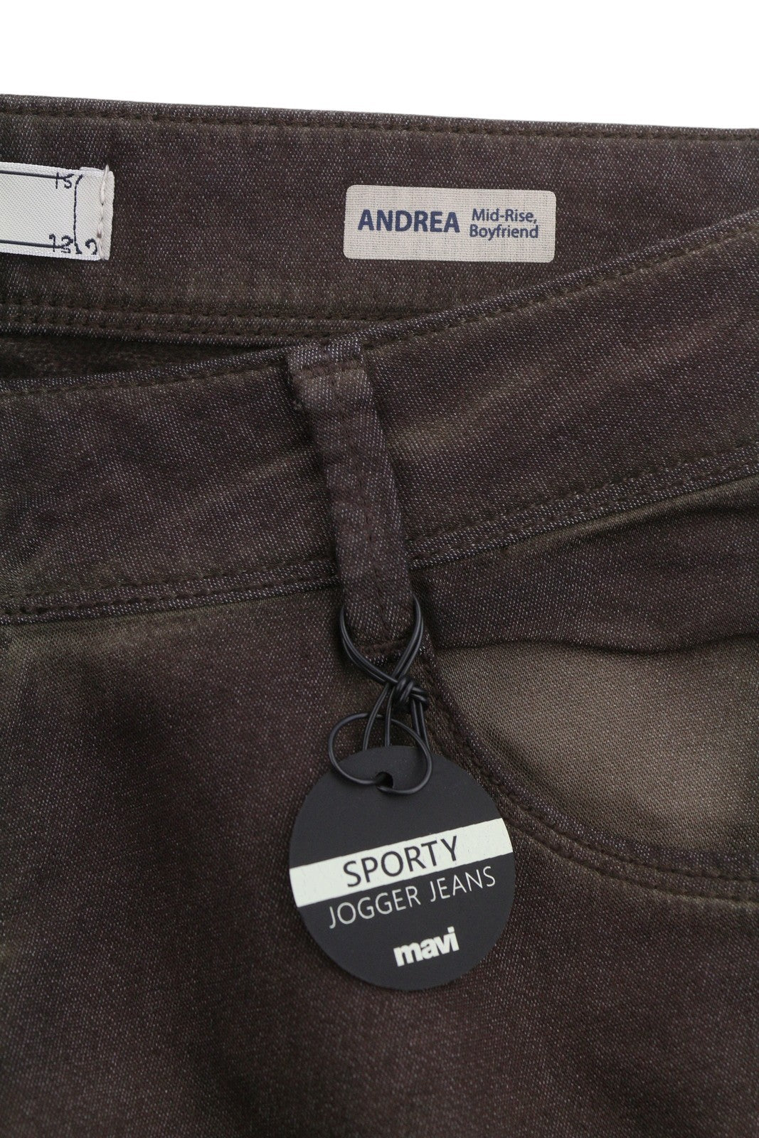 MAVI Andrea Women Trousers W26 Brown Coated Look Mid Rise Boyfriend Skinny
