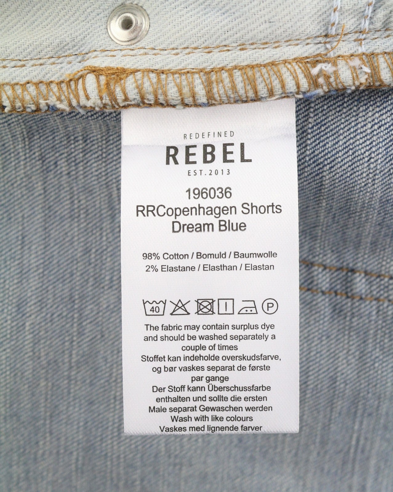 REDEFINED REBEL Copenhagen Men Shorts S Blue Whiskers Faded Zip Fly Denim