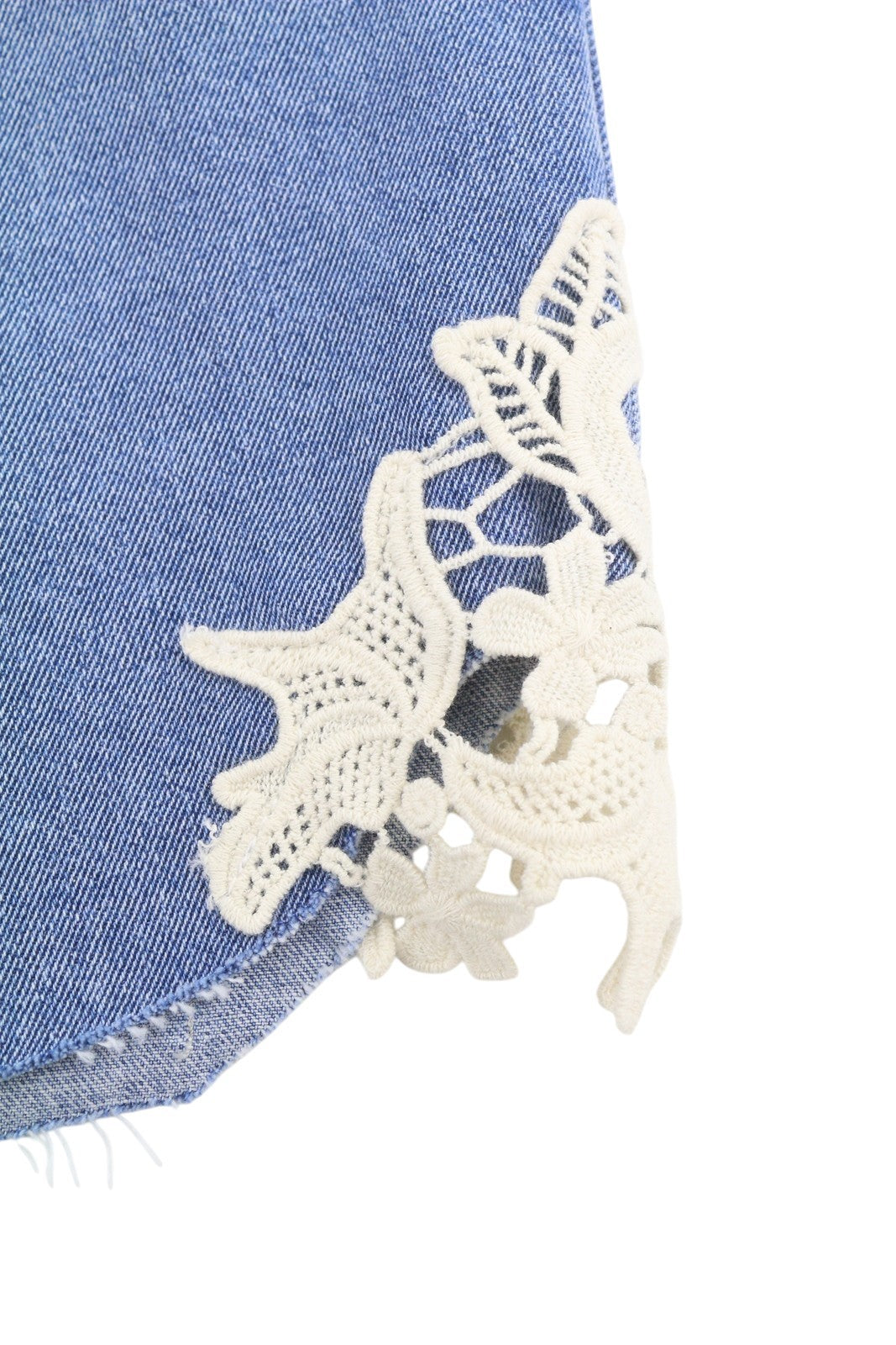 VERO MODA Nineteen HR Crocher Lace Women Shorts EU50 CURVE Blue Denim Zip Fly