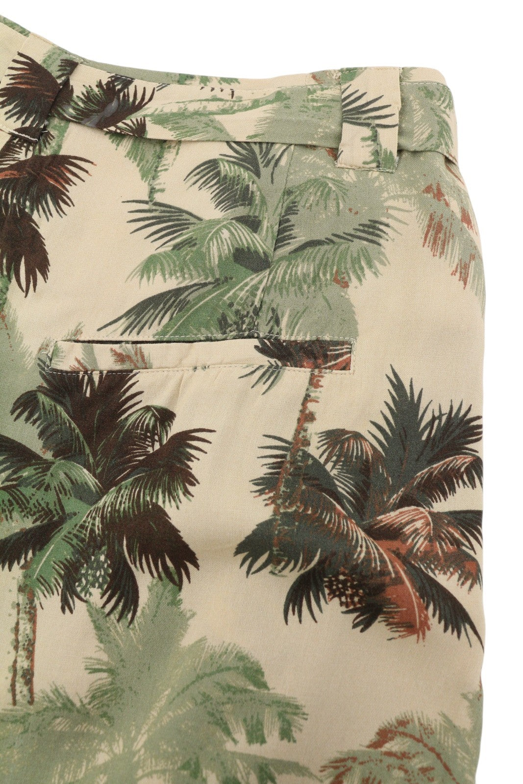 SUPERDRY Women Shorts L Brown Palm Tree Print Pleated Belted