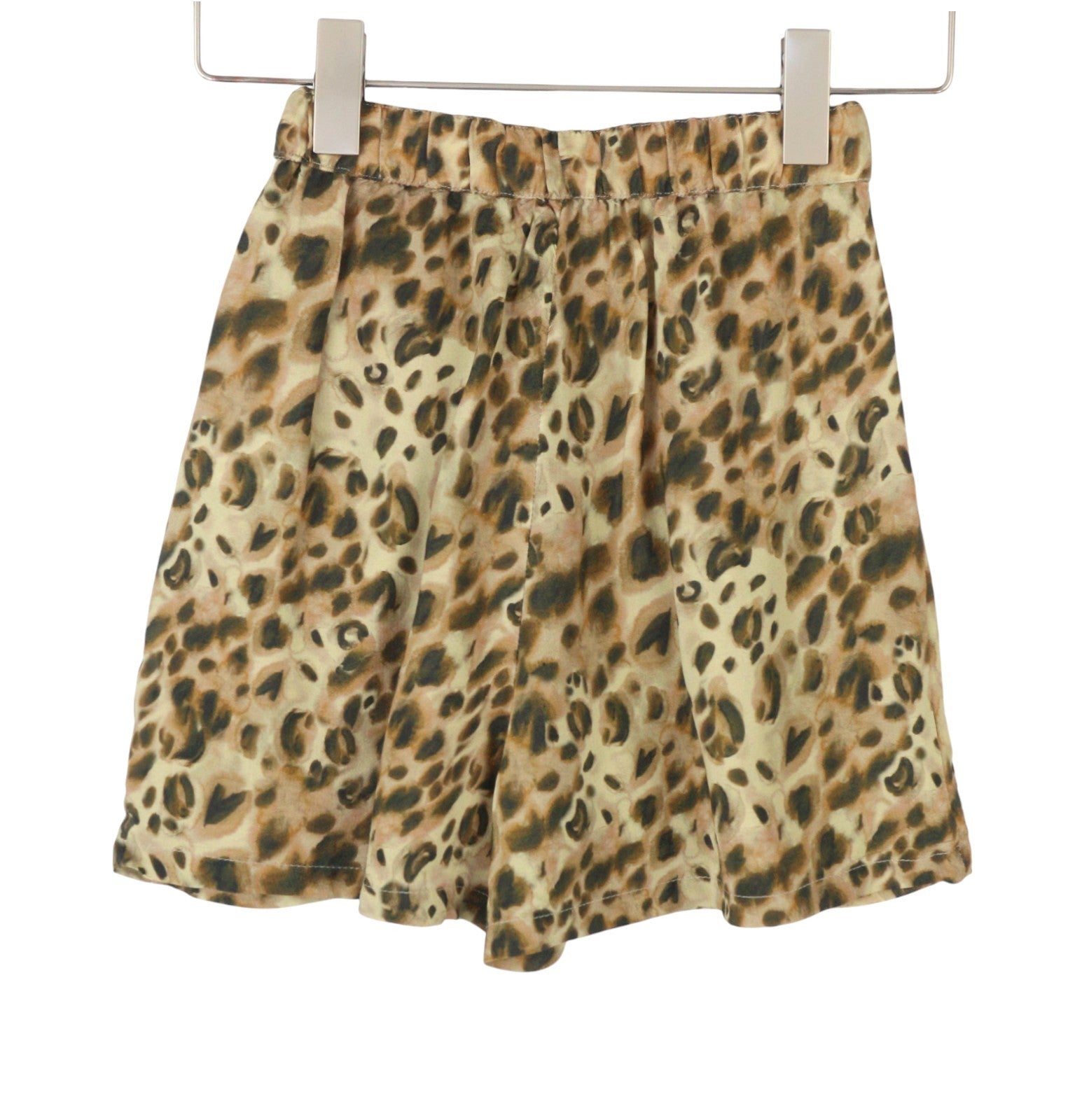 PULL&BEAR Women Shorts XS Brown Leopard Print Zip Fly High Waist