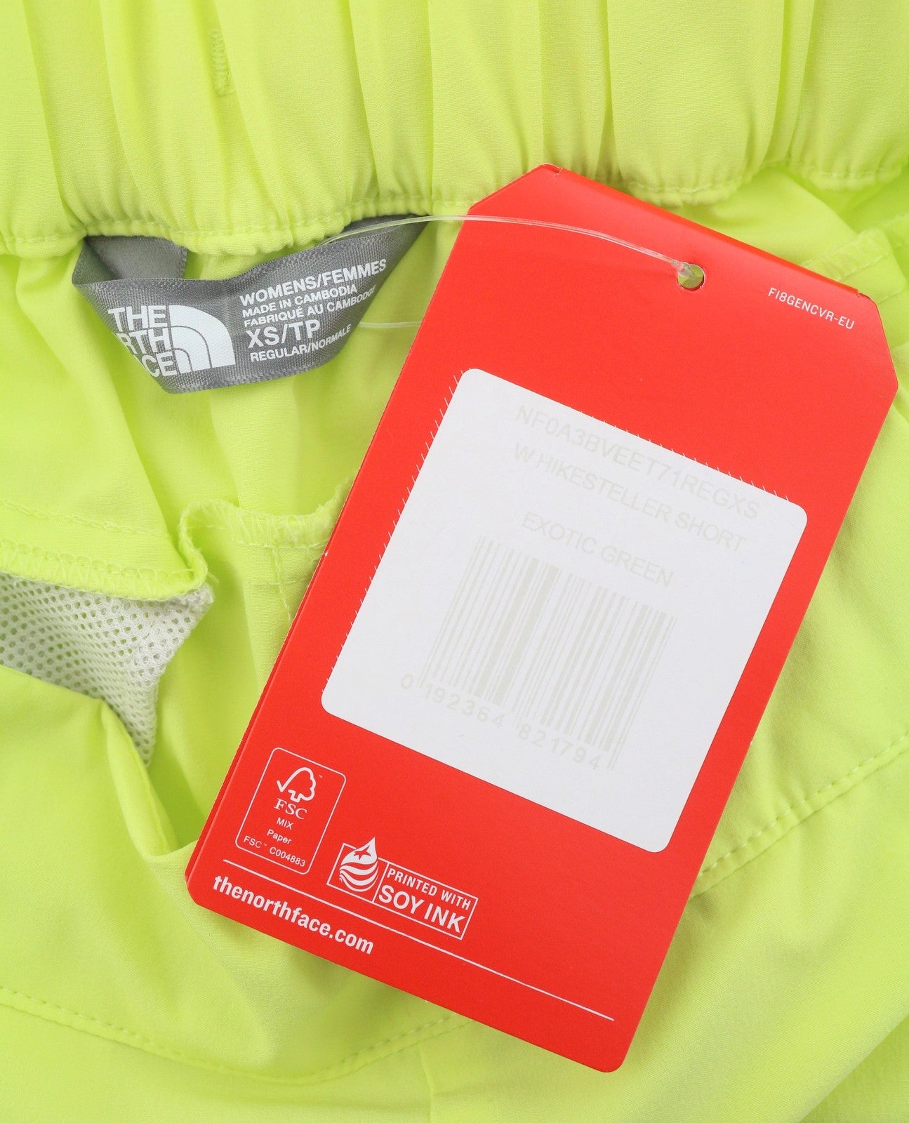 THE NORTH FACE Hike Steller Women Shorts XS Exotic Green Elastic Waist Sports