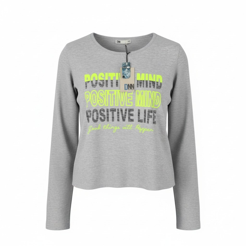 BLACKOUT DNN Denim Marina Women Sweatshirt XS Grey Melange Round Collar Pull On