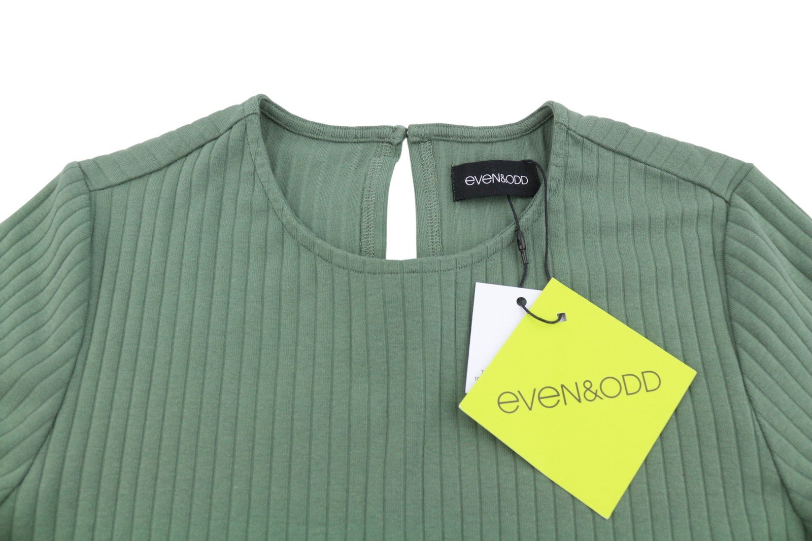 EVEN&ODD Women Jumpsuit M Green Ribbing Cropped Belted Short Sleeve