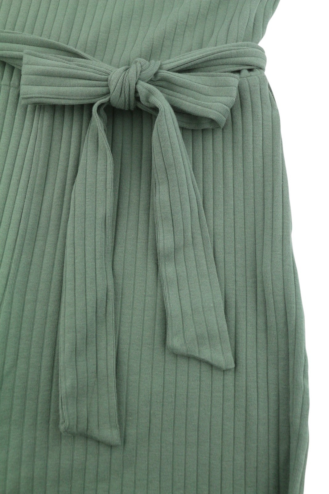 EVEN&ODD Women Jumpsuit M Green Ribbing Cropped Belted Short Sleeve