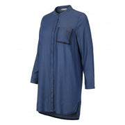 SWEATY BETTY Kvasir Luxe Shirt Women Dress M Blue Denim Look Button Mid-Length