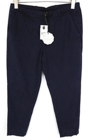 DENHAM Ocean Women Trousers S Zipped Chino Navy Classic Cotton Embroidered