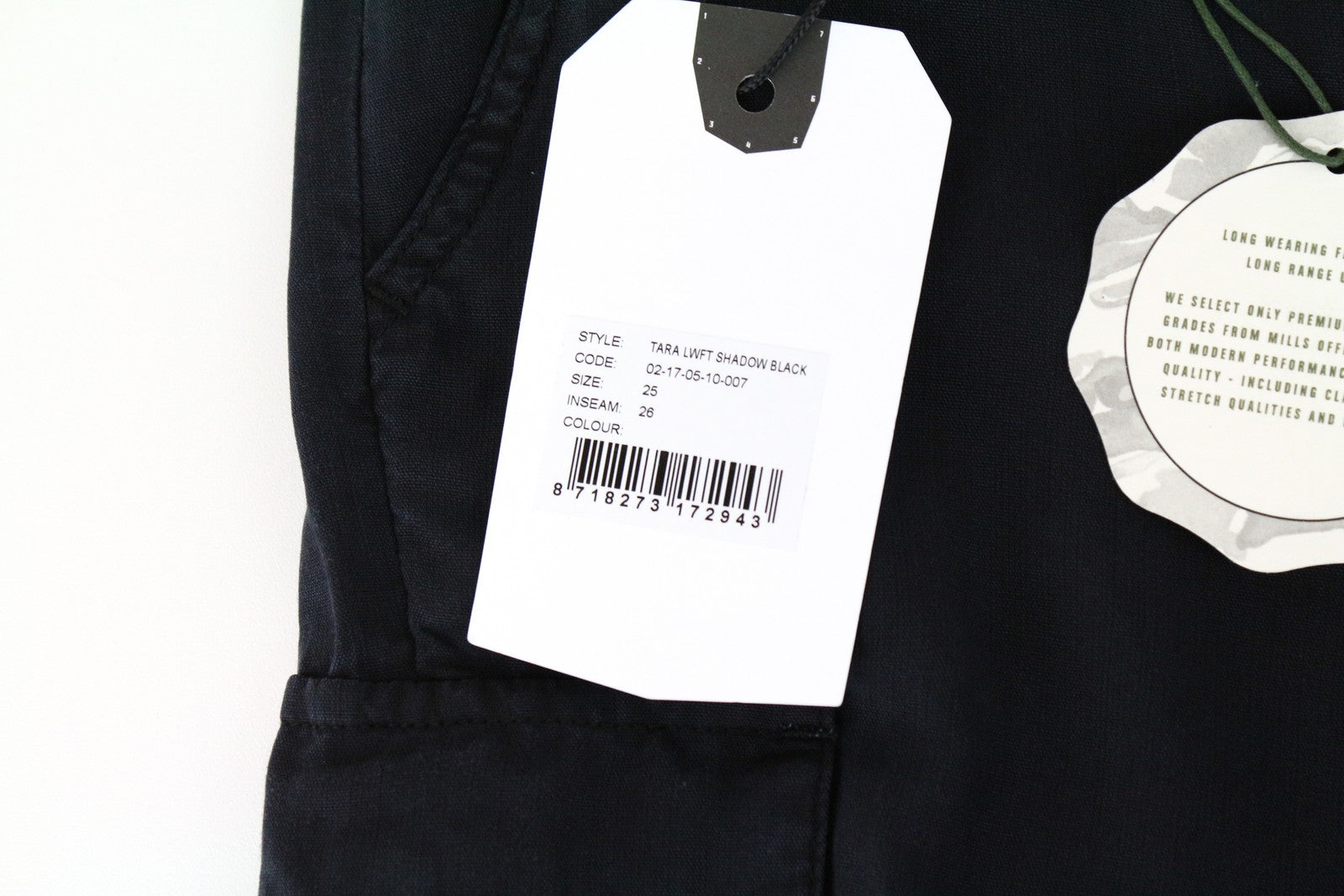 DENHAM Tara Women Trousers W25/L26 Shadow Black Cargo Classic Thin Turn-Up