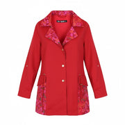 DESIGUAL Delphine Women Jacket EU38 Red Trench Melange Floral Print Mid-Length