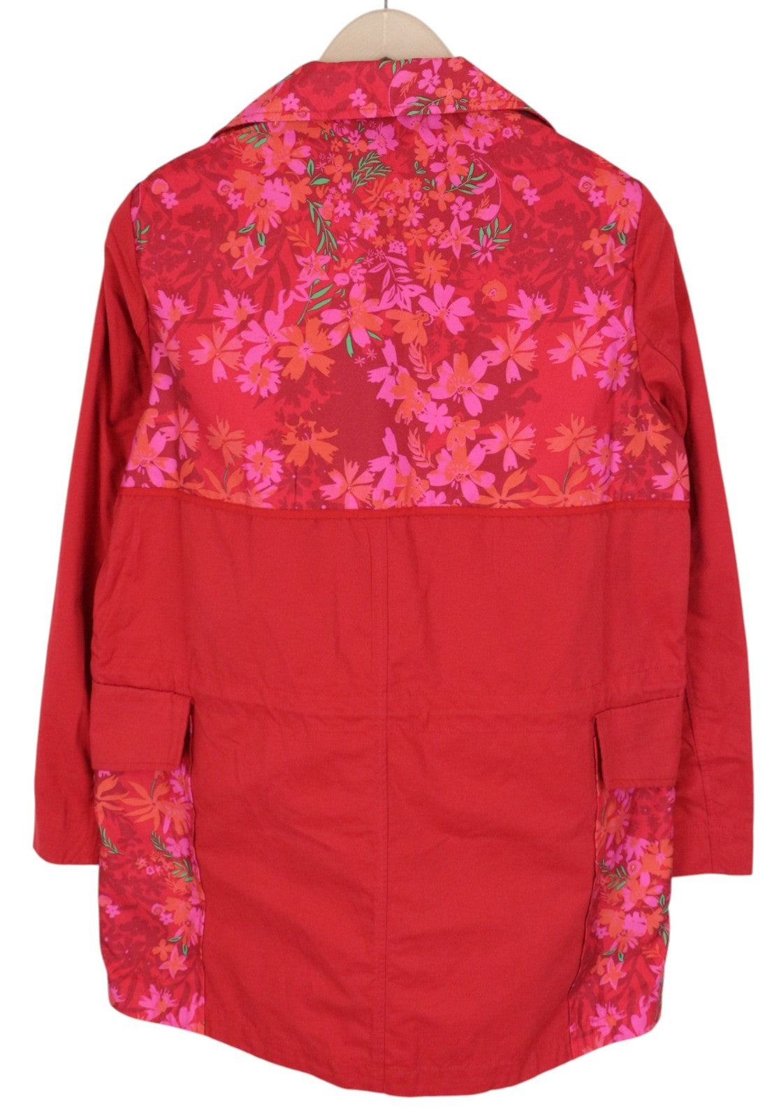 DESIGUAL Delphine Women Jacket EU38 Red Trench Melange Floral Print Mid-Length