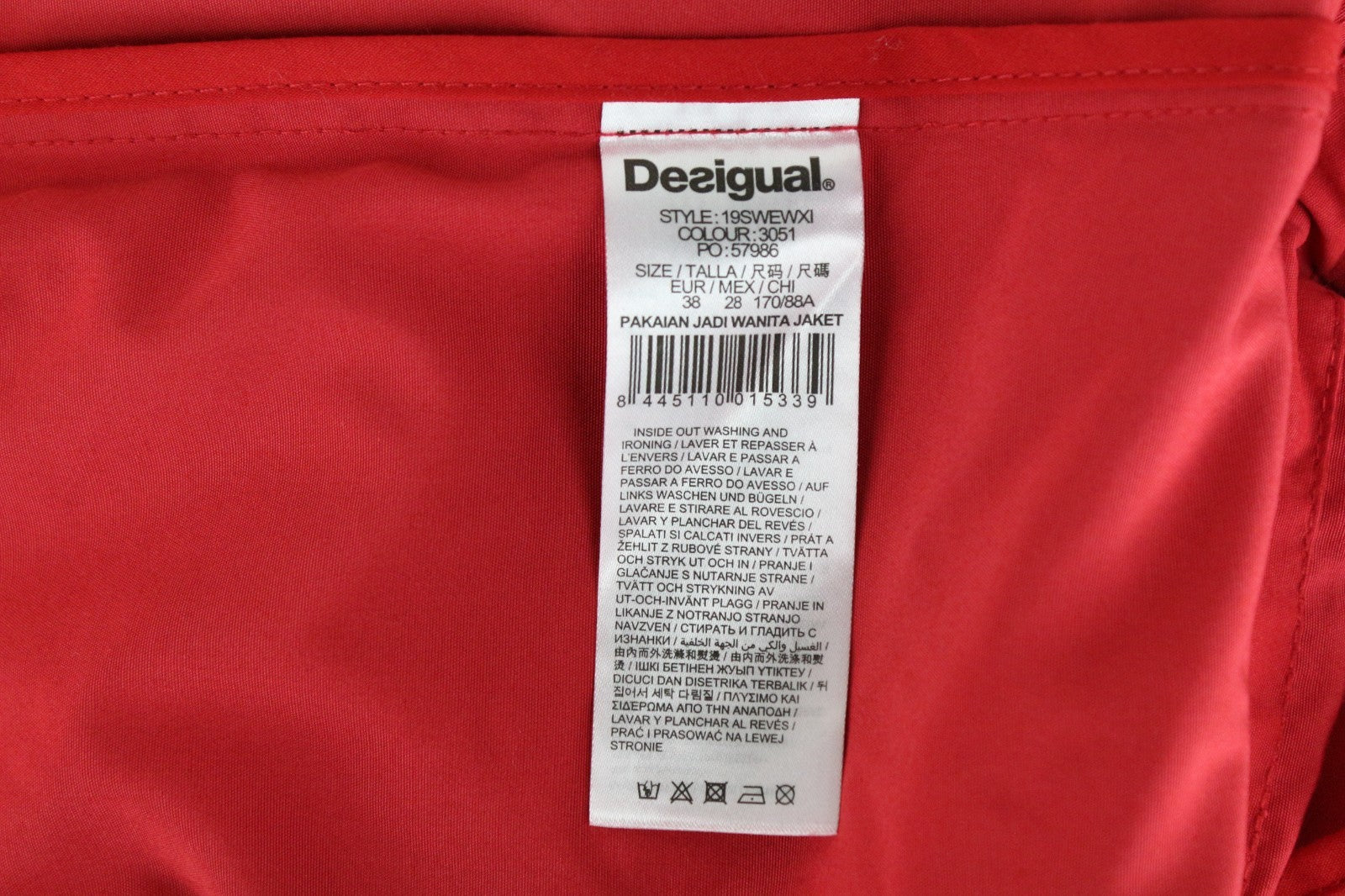 DESIGUAL Delphine Women Jacket EU38 Red Trench Melange Floral Print Mid-Length