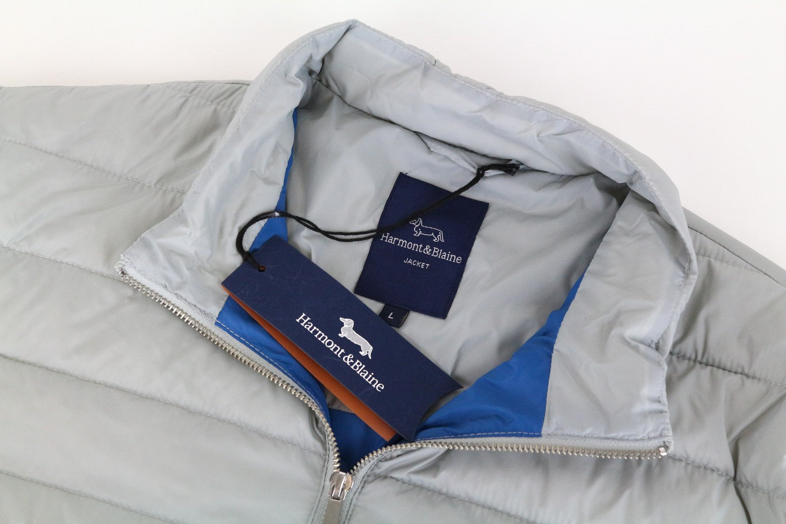 HARMONT & BLAINE Men Jacket L Light Grey Quilted Puffer Classic Lightweight
