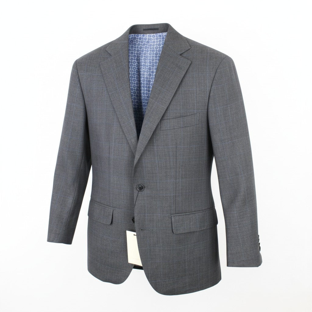 SUITSUPPLY Lazio Men Blazer UK36 Grey Pure Wool Checked Single-Breasted Lined