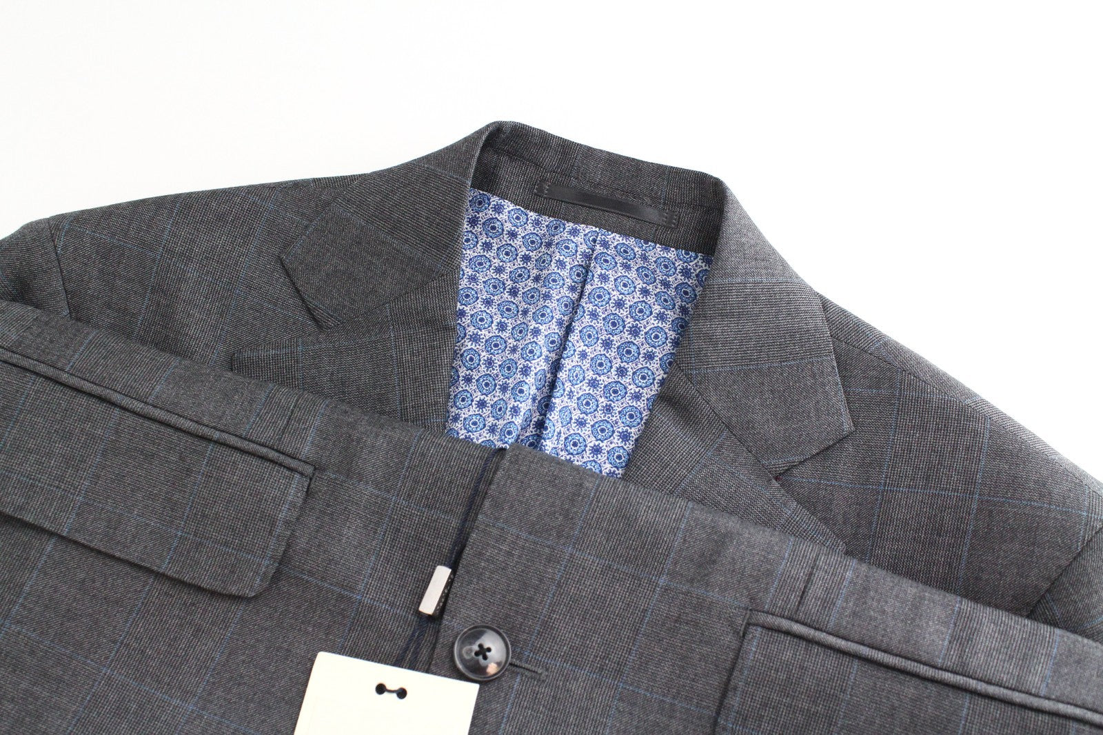 SUITSUPPLY Lazio Men Blazer UK36 Grey Pure Wool Checked Single-Breasted Lined