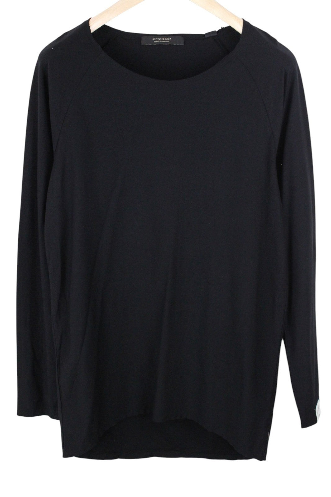 SCOTCH & SODA Ams Couture Men T-Shirt M Black Pure Cotton Long Fit Pull On