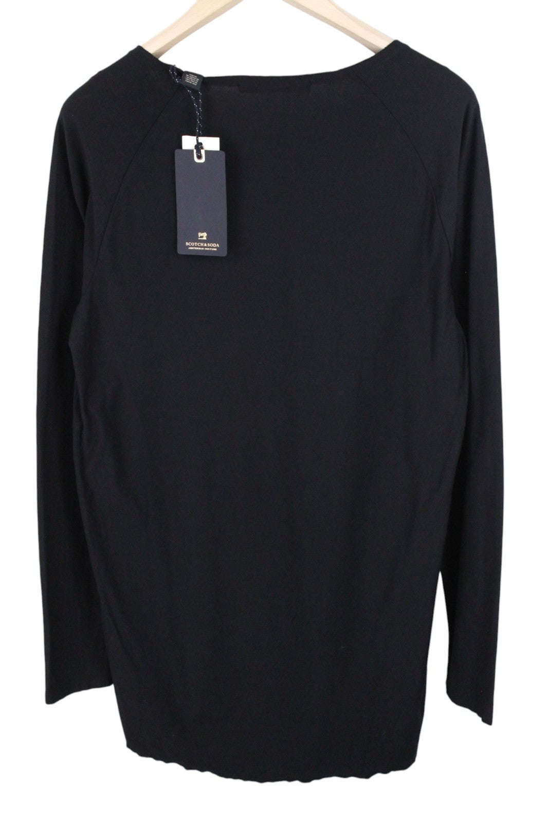 SCOTCH & SODA Ams Couture Men T-Shirt M Black Pure Cotton Long Fit Pull On