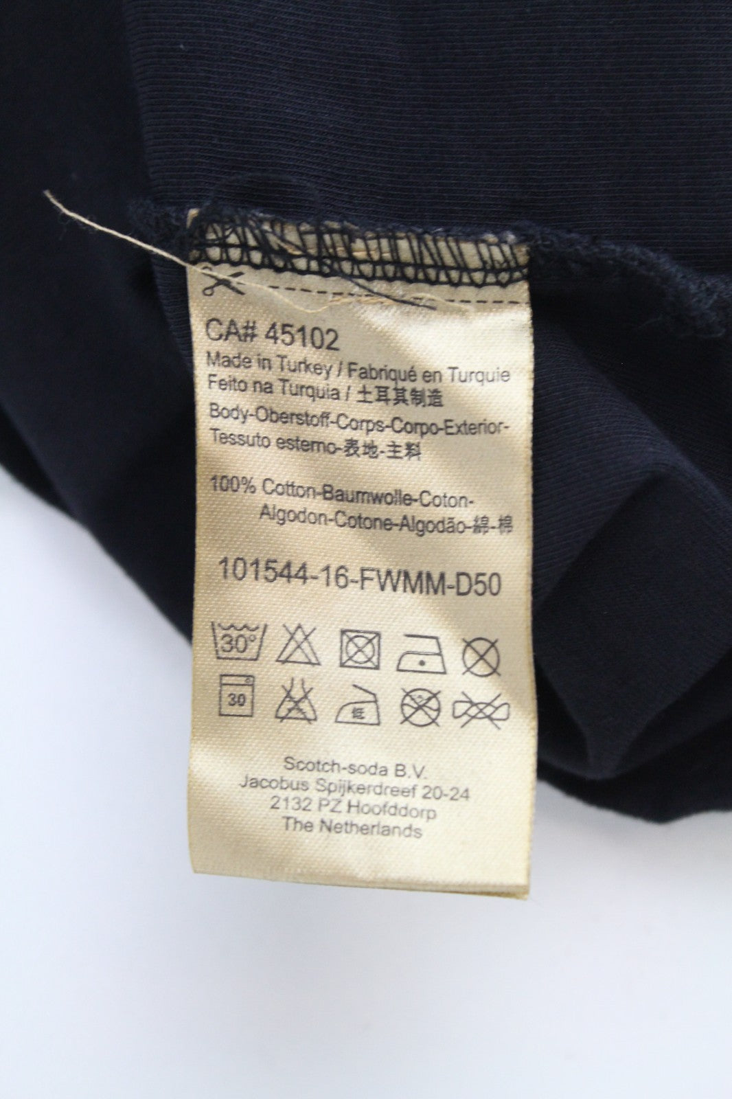 SCOTCH & SODA Ams Couture Men T-Shirt M Black Pure Cotton Long Fit Pull On