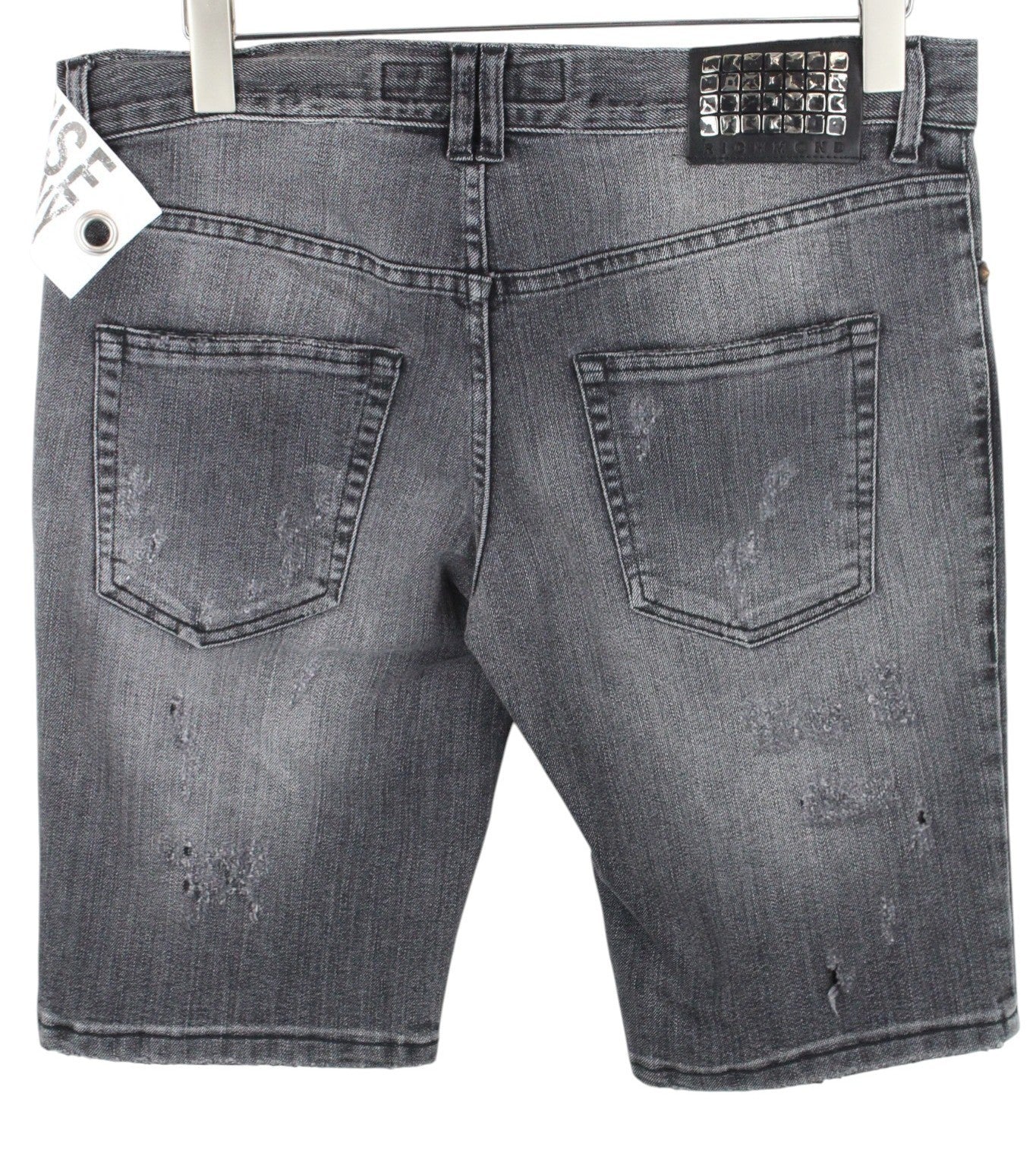 RICHMOND  Men Shorts 32 Grey Skinny Cotton Blend Low Rise Distressed Washed