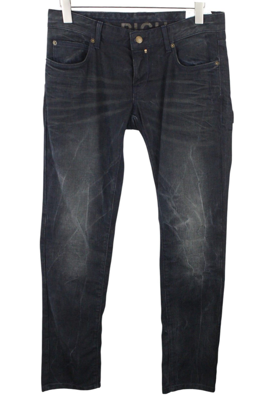 RICHMOND  Men Jeans 32 Black Super Skinny Cotton Stretch Washed Low Rise