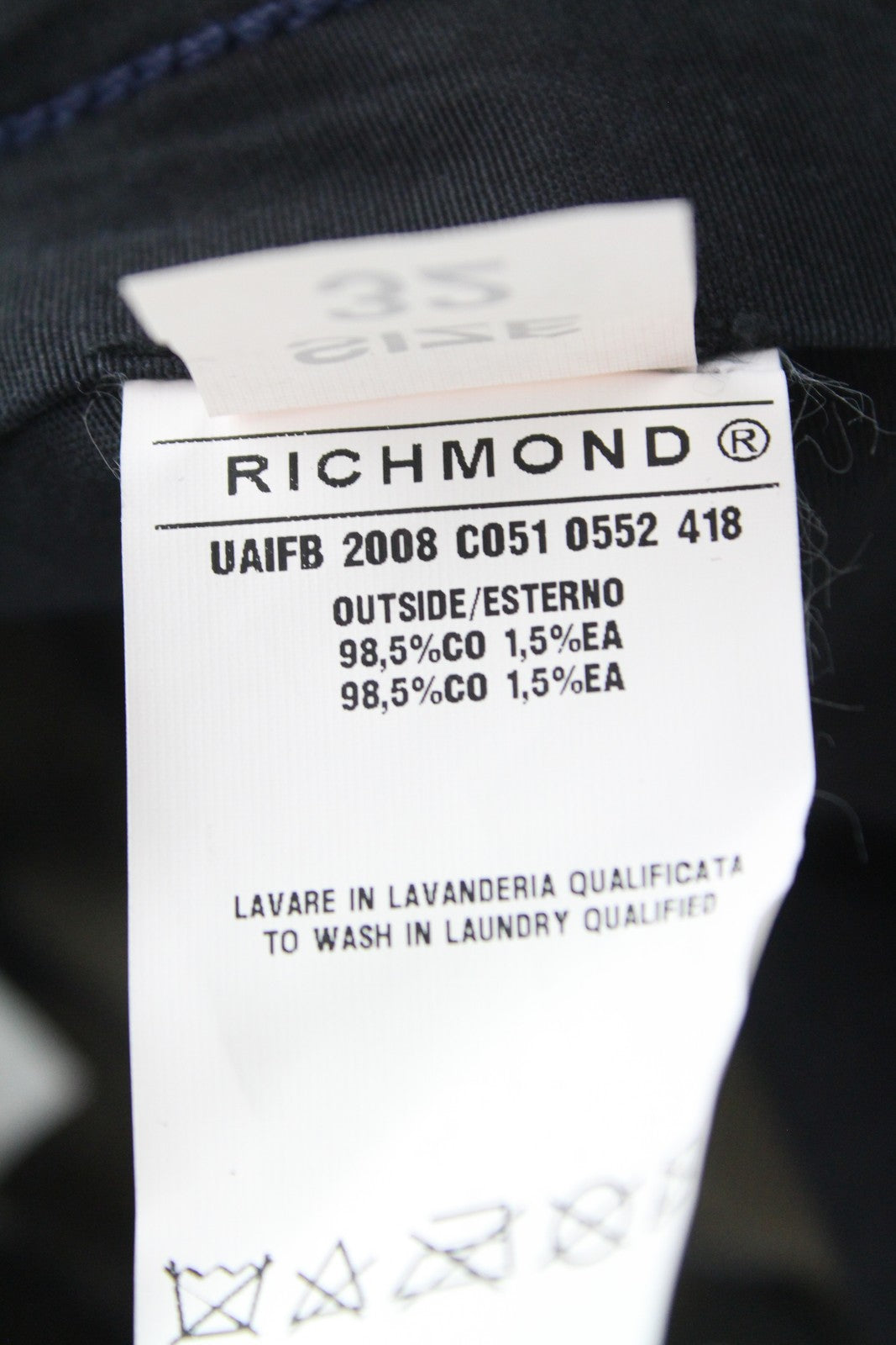 RICHMOND  Men Jeans 32 Black Super Skinny Cotton Stretch Washed Low Rise